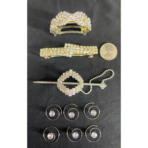 Silver‎ Crystal Rhinestone Bridal Hair Accessories Wedding Prom Lot of 9 NWT
